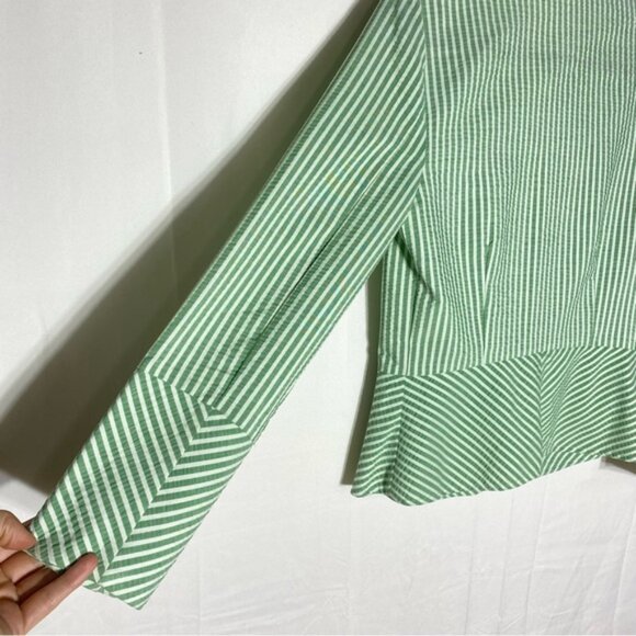 Vintage Fidel Green Striped Seersucker Cotton Blazer Jacket 4 - Picture 12 of 16